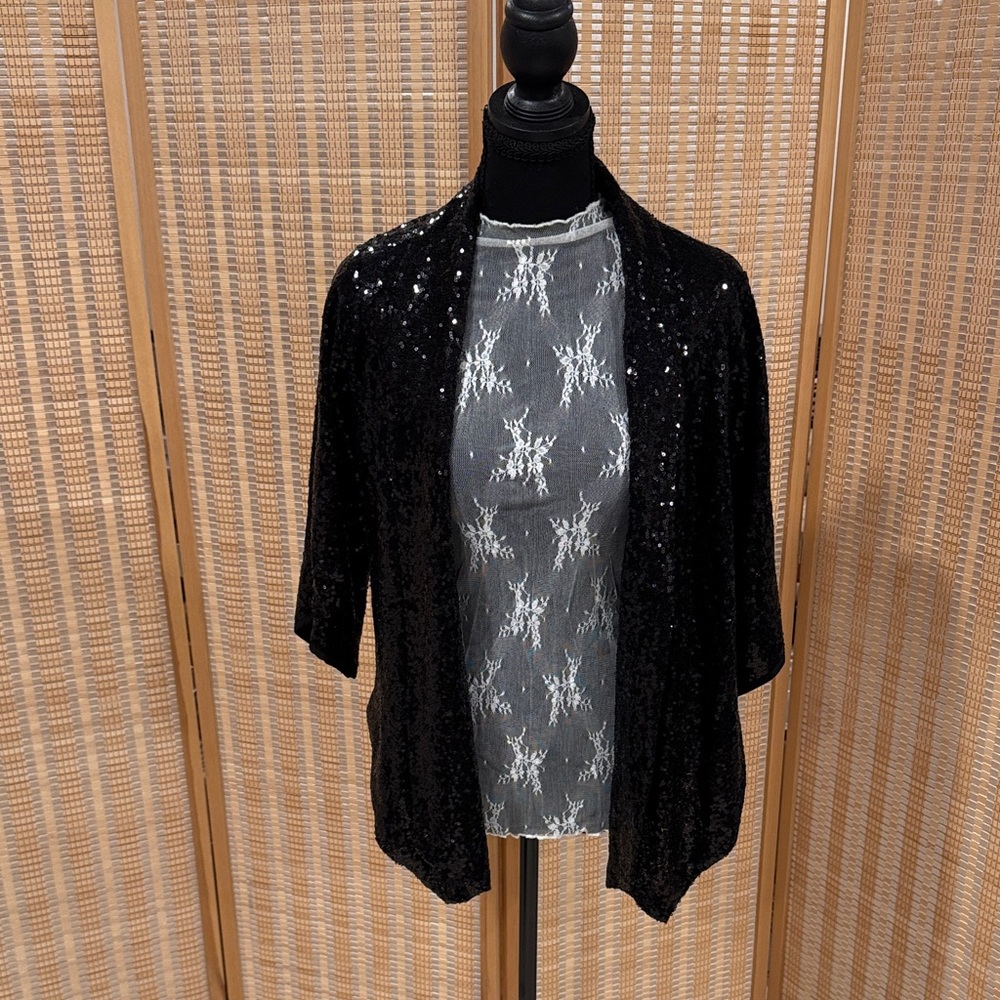 Living Doll Black Sequin cropped blazer